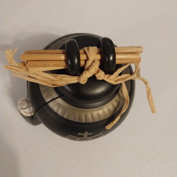 Zen Chinese Wishing Pot Black Ceramic Good Luck Fortune New Old Stock - Picture 5 of 13